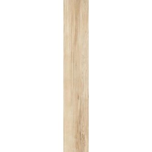 Beige, matte Feinsteinzeug Bodenfliese in Holzoptik, 20x120 cm.