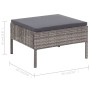 Graue vidaXL Fußstütze aus Rattan mit anthrazitfarbenem Kissen, Teil eines 3-tlg. Garten Lounge Sets.