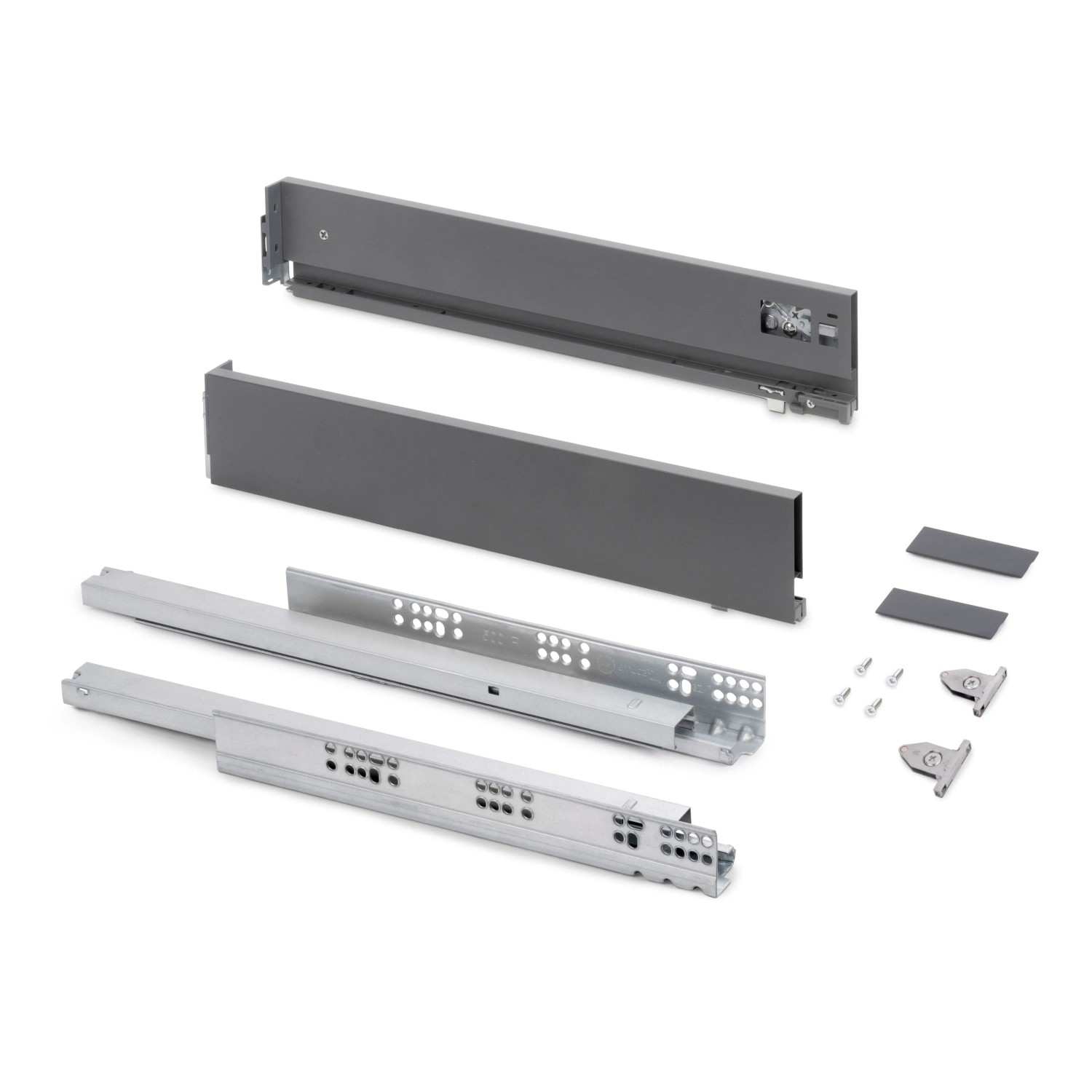Emuca Aussenschublade Vertex mit 3D-Regelung Höhe 93 mm 40 kg Tiefe 270 mm Stahl Grau Anthrazit