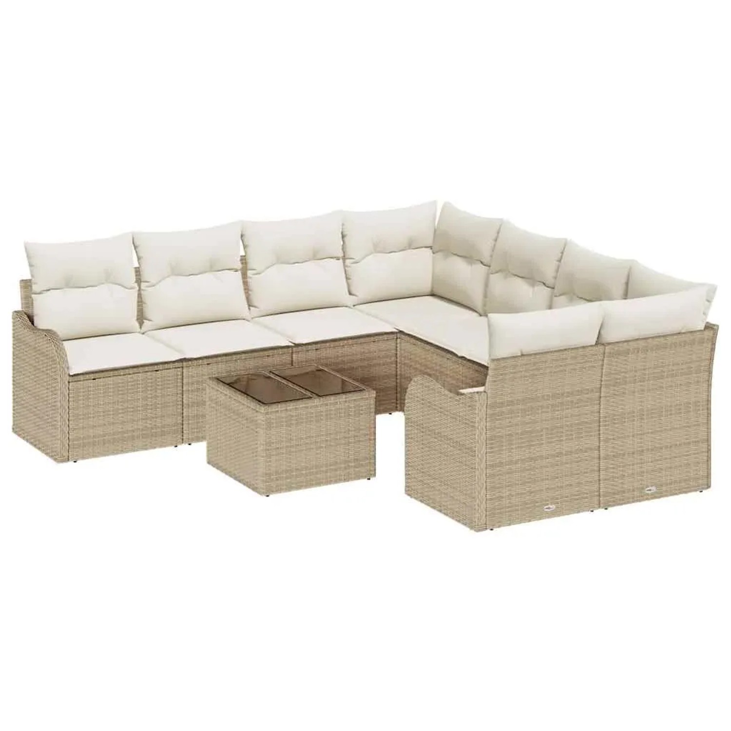 vidaXL Gartensofa-set mit Kissen mit Speicher 9-Tlg Beige und Creme 3354310