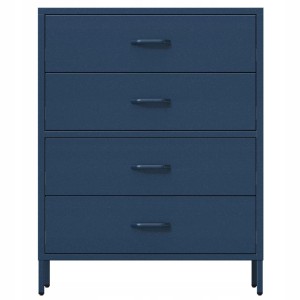 Jan Nowak Kommode CARLA, dunkelblau, mit 4 Schubladen. Wohnzimmerschrank aus Metall.