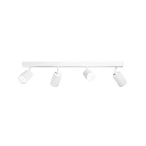 Philips LED-Spot Wyatt, 4-flammig, weißes Aluminium, schwenkbare Köpfe für Wand- und Deckenmontage.