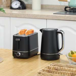 HOMCOM Wasserkocher und Toaster Set, schwarz, aus Kunststoff. Haushaltsgeräte für die Küche.