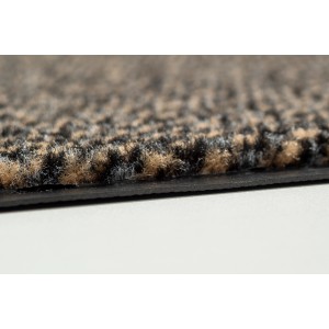 Nahaufnahme: OBI Sauberlaufmatte, meliert braun, 40x60 cm, mit rutschfester PVC-Unterseite.