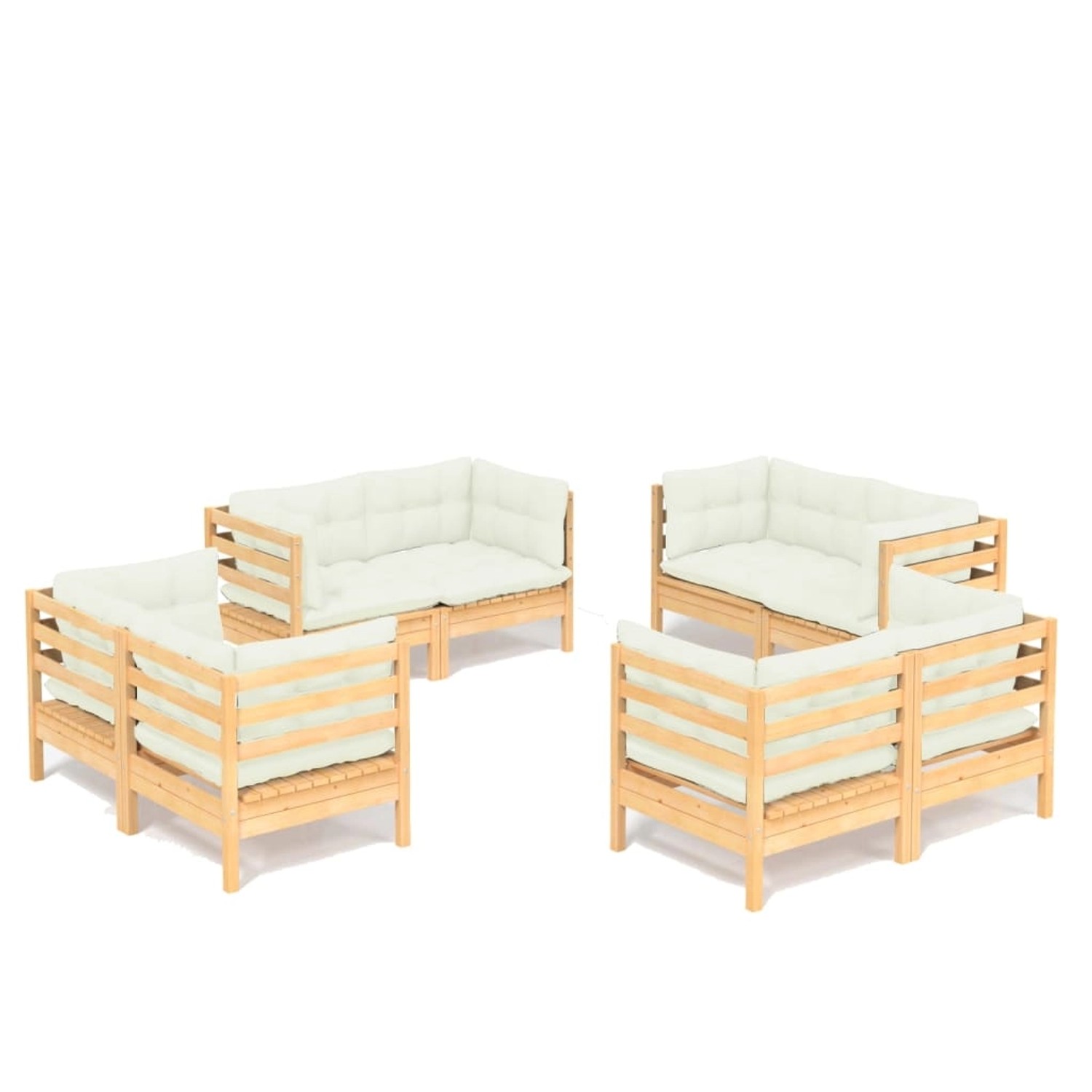 vidaXL 8-tlg Garten-Lounge-Set mit Creme Kissen Kiefernholz Modell 3 günstig online kaufen