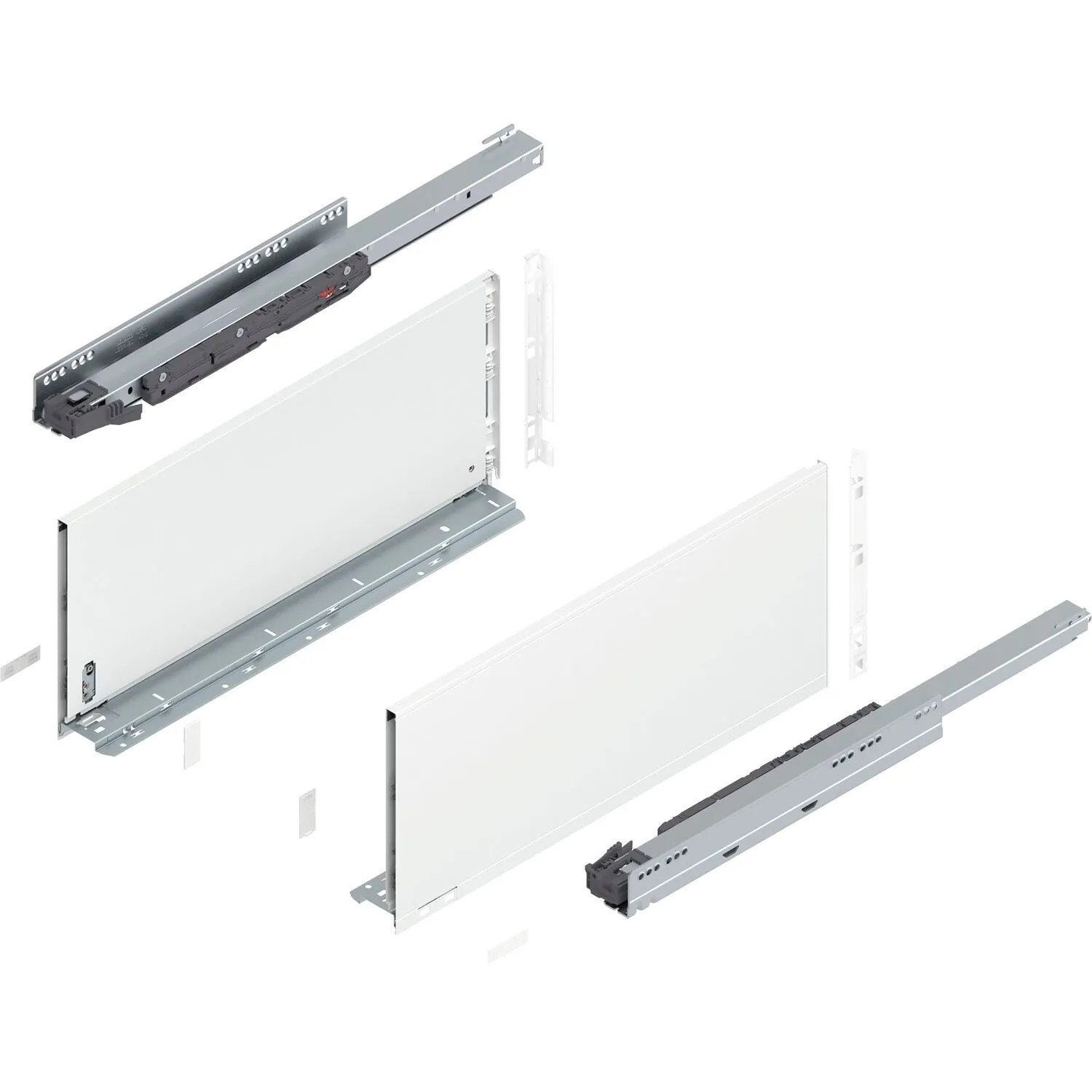 Blum Legrabox Pure Set Höhe F Tip-On Vollauszug 550 mm 40 kg Seidenweiß 1 Paar