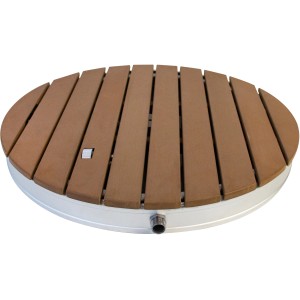 Summer Fun Gartendusche Shower UP mit runder Teak-Holzoptik Platte (Ø 74 cm).