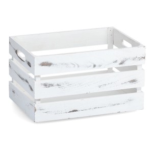 Weiße Zeller Aufbewahrungskiste aus Holz im Vintage-Stil, 35x24x20,5 cm.
