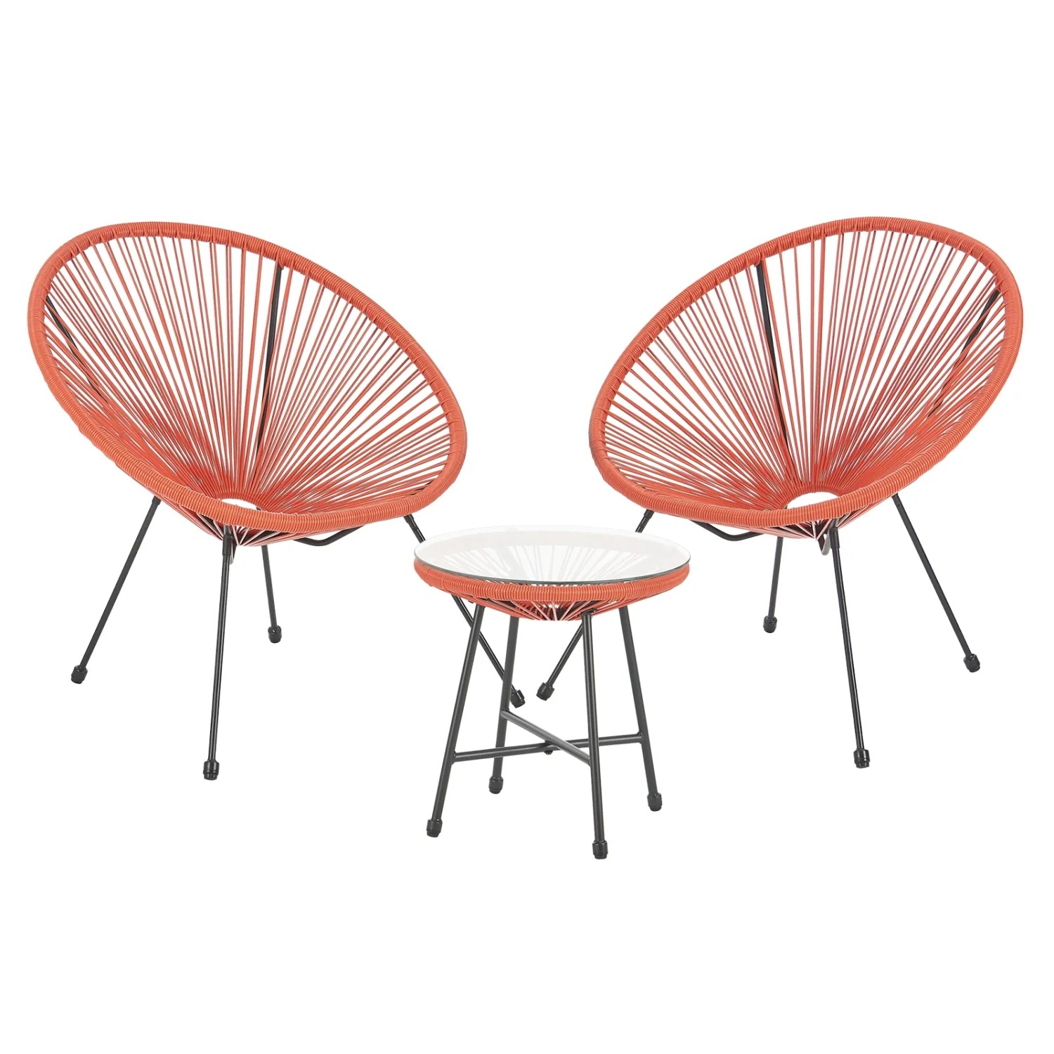 Svita Bali Balkon Möbel Set Lounge Garnitur Relax Egg-Chair Flecht-Design Orange Terracotta