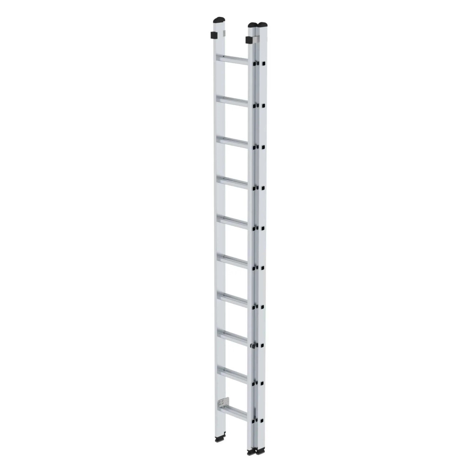 PROREGAL 2-teilige Sprossen-Schiebeleiter ohne Traverse, 2x10 Sprossen aus Aluminium.