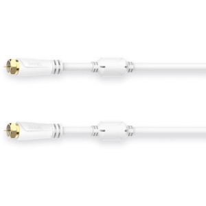 Weißes Hama Antennenkabel, SAT-Anschlusskabel mit F-Stecker, 1,5m, 100 dB.
