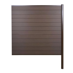 Braunes WPC-Sichtschutz Erweiterungselement Savoie mit Alu-Pfosten zum Einbetonieren, 185cm breit.