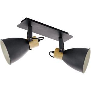 Eglo Coswarth Spot 2er, anthrazitfarbene Deckenleuchte mit Holzdetails.