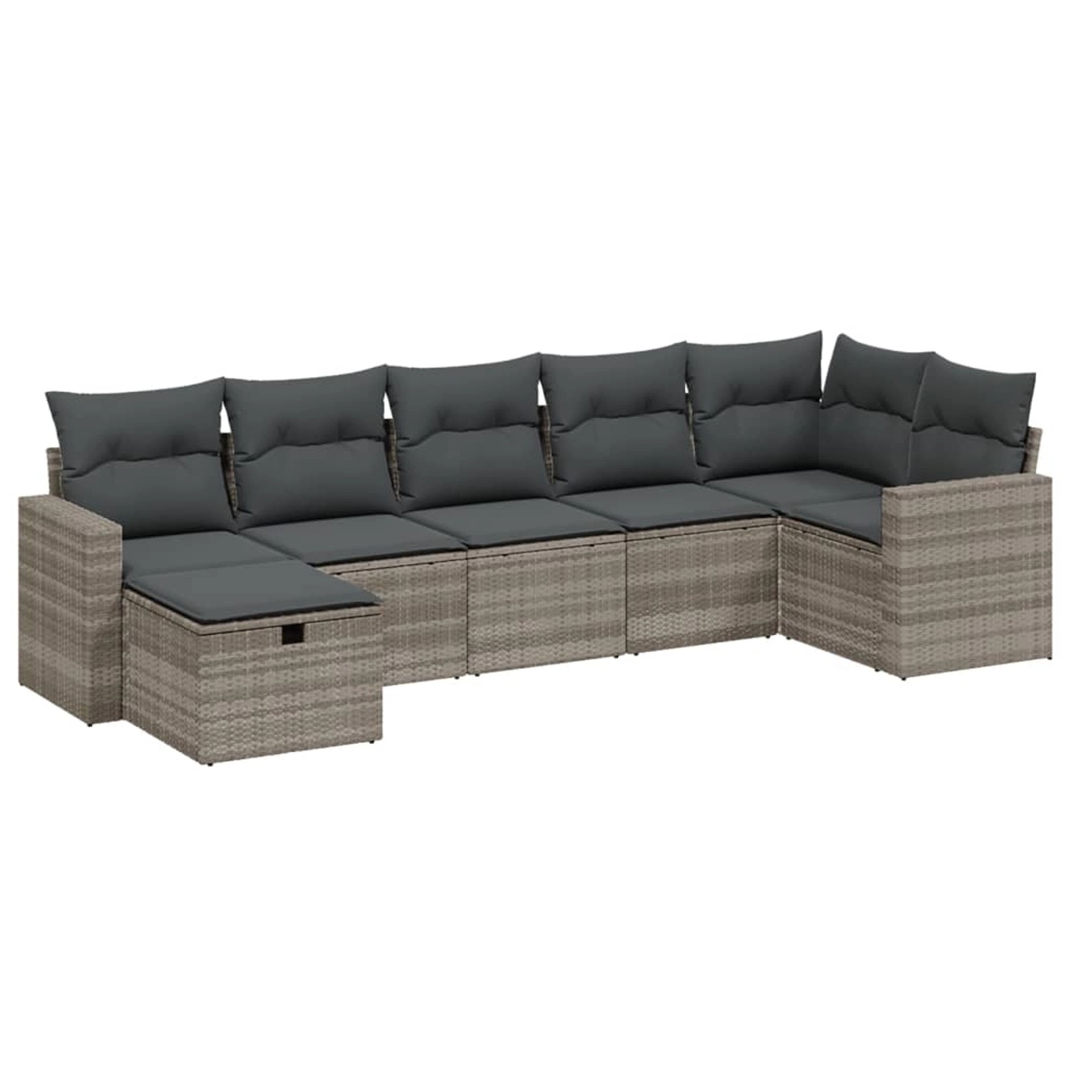 vidaXL 7-Tlg Garten-Sofagarnitur mit Kissen Hellgrau Poly Rattan 3263508 günstig online kaufen