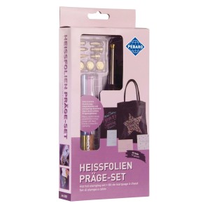 Pebaro Heißfolien Präge-Set für Folientransfer, 19-teilig. Werkzeug-Set mit Prägekolben, Folien und Aufsätzen.
