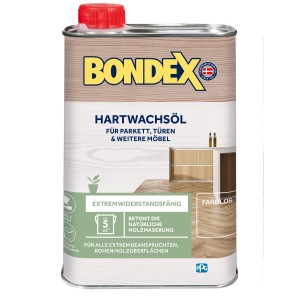 Dose Bondex Hartwachs-Öl Transparent 250ml für widerstandsfähige Holzoberflächen.