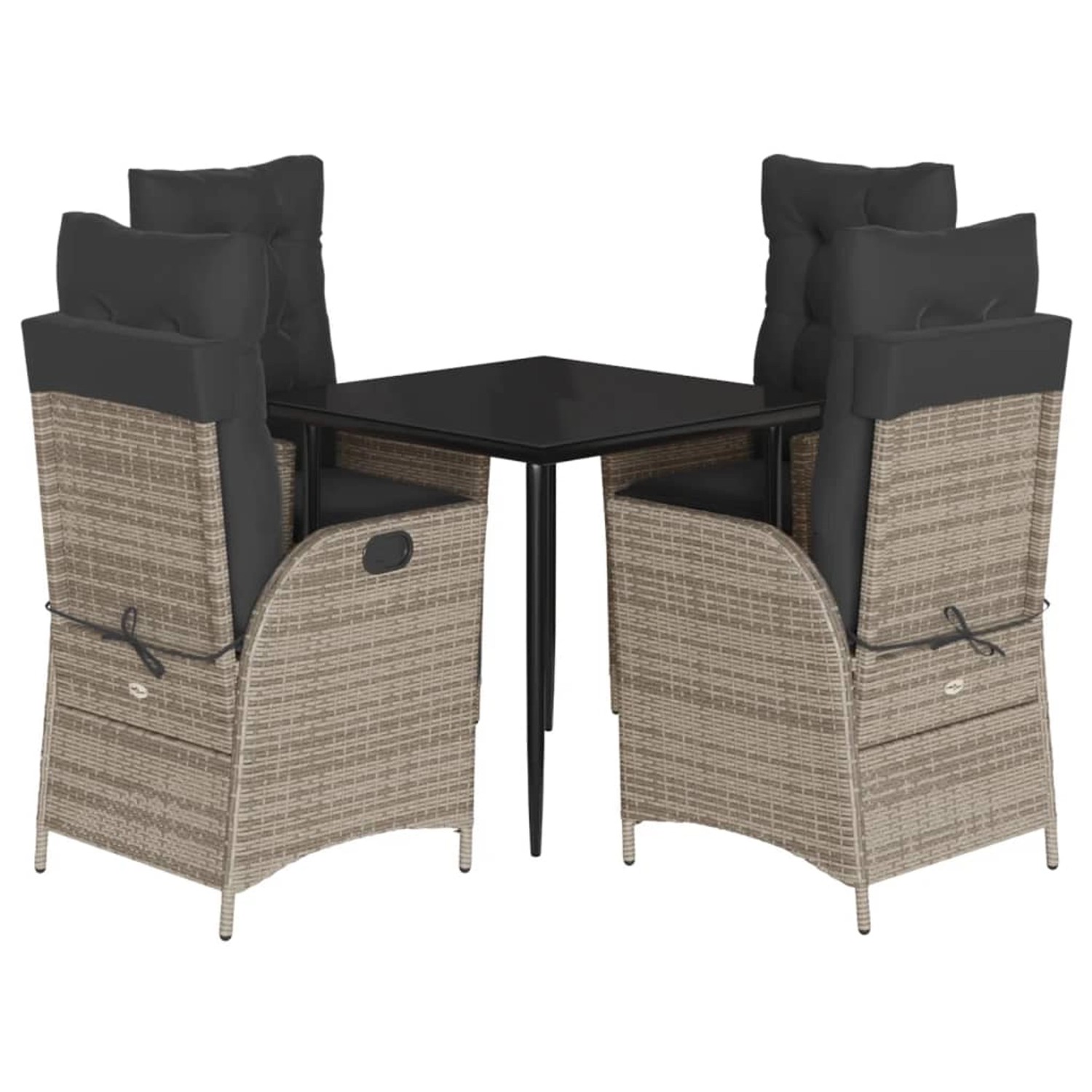 vidaXL 5-Tlg Garten-Essgruppe mit Kissen Grau Poly Rattan 3213216 günstig online kaufen