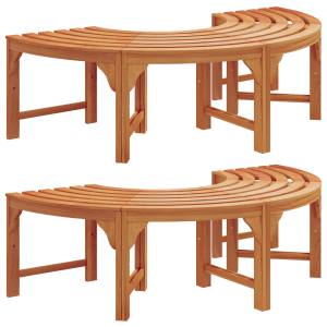 vidaXL Baumbank aus Eukalyptusholz, 160 cm, braune Halbmond-Form, ideal für den Garten.