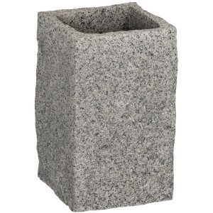 Eckiger Wenko Zahnputzbecher in Granit-Optik aus Polyresin, Badaccessoire.