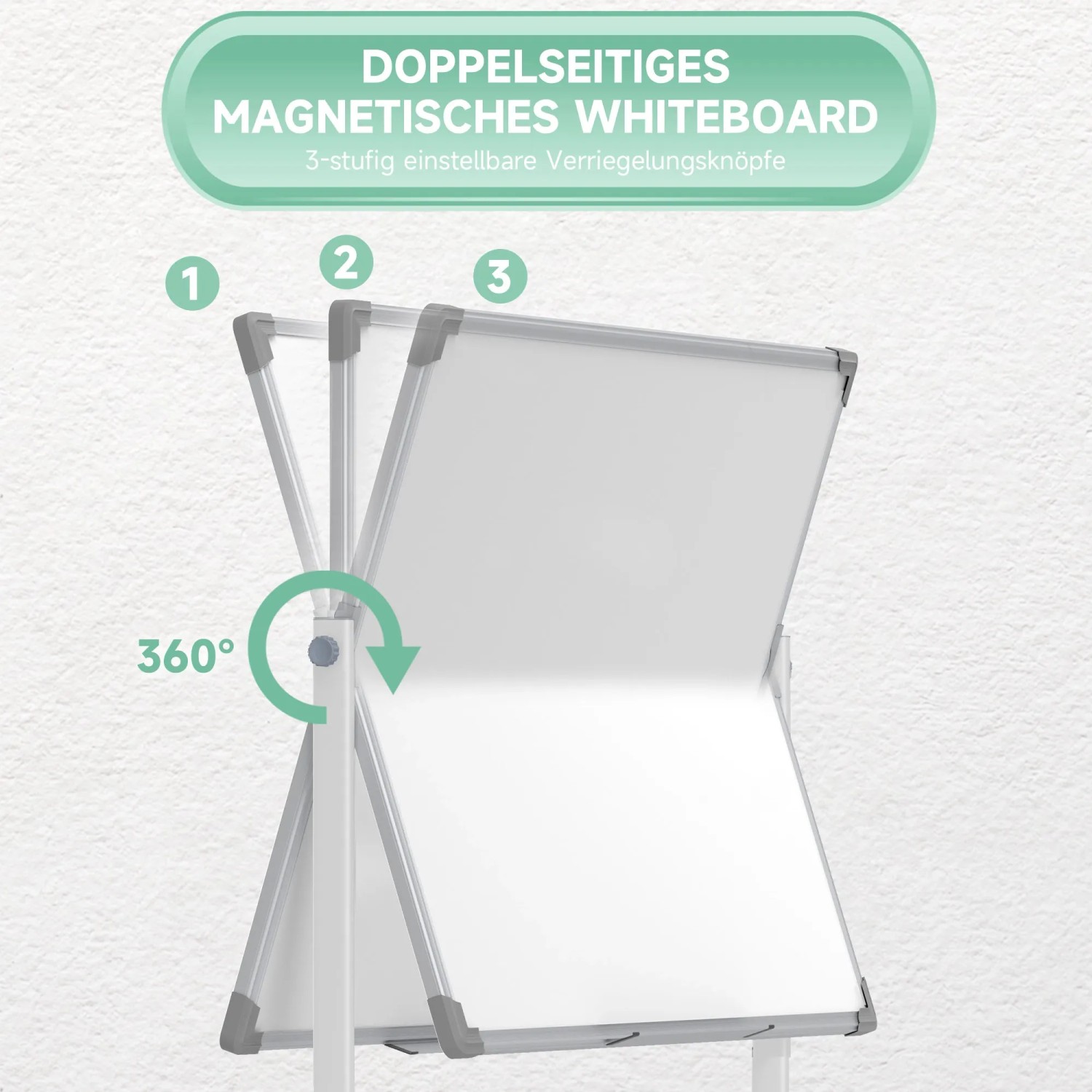 HOMCOM Whiteboard: Drehbar, doppelseitig, mit 360° Funktion für Büro und Präsentation.