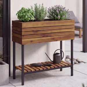 MCW Hochbeet P84 Ablage Outdoor Akazie Holz 79x80x31cm Braun