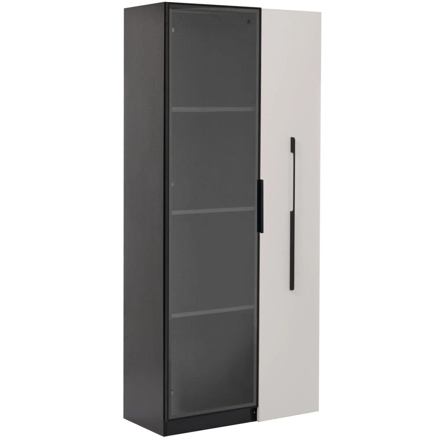 okwish Vitrine mit LED Beleuchtung Esszimmer 70x40x160cm Schwarz