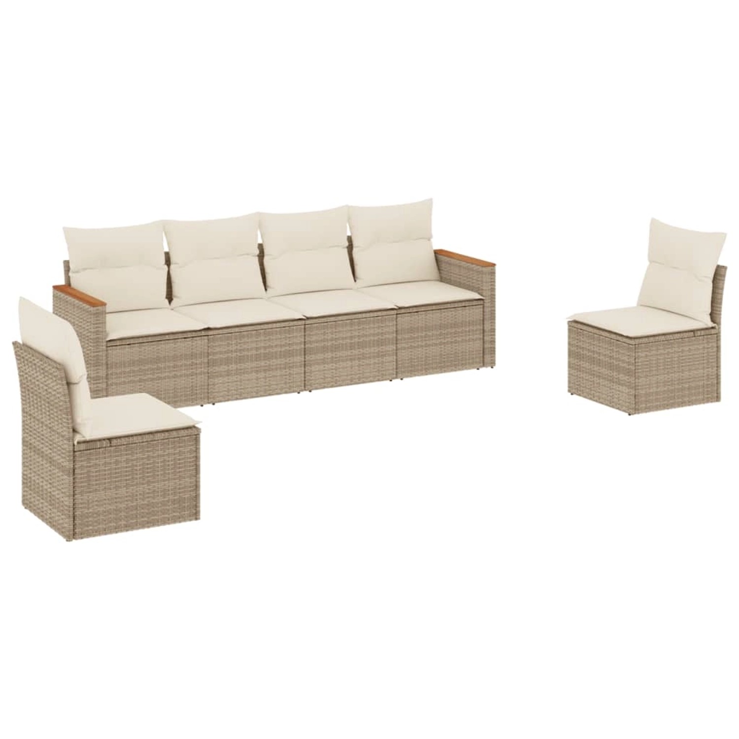 vidaXL 6-tlg Garten-Sofagarnitur mit Kissen Beige Poly Rattan Modell 115 günstig online kaufen