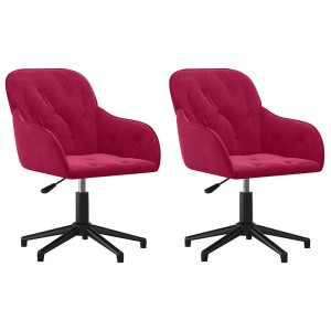 vidaXL Esszimmerstühle 2 Stk Drehbar Weinrot Samt 3103382
