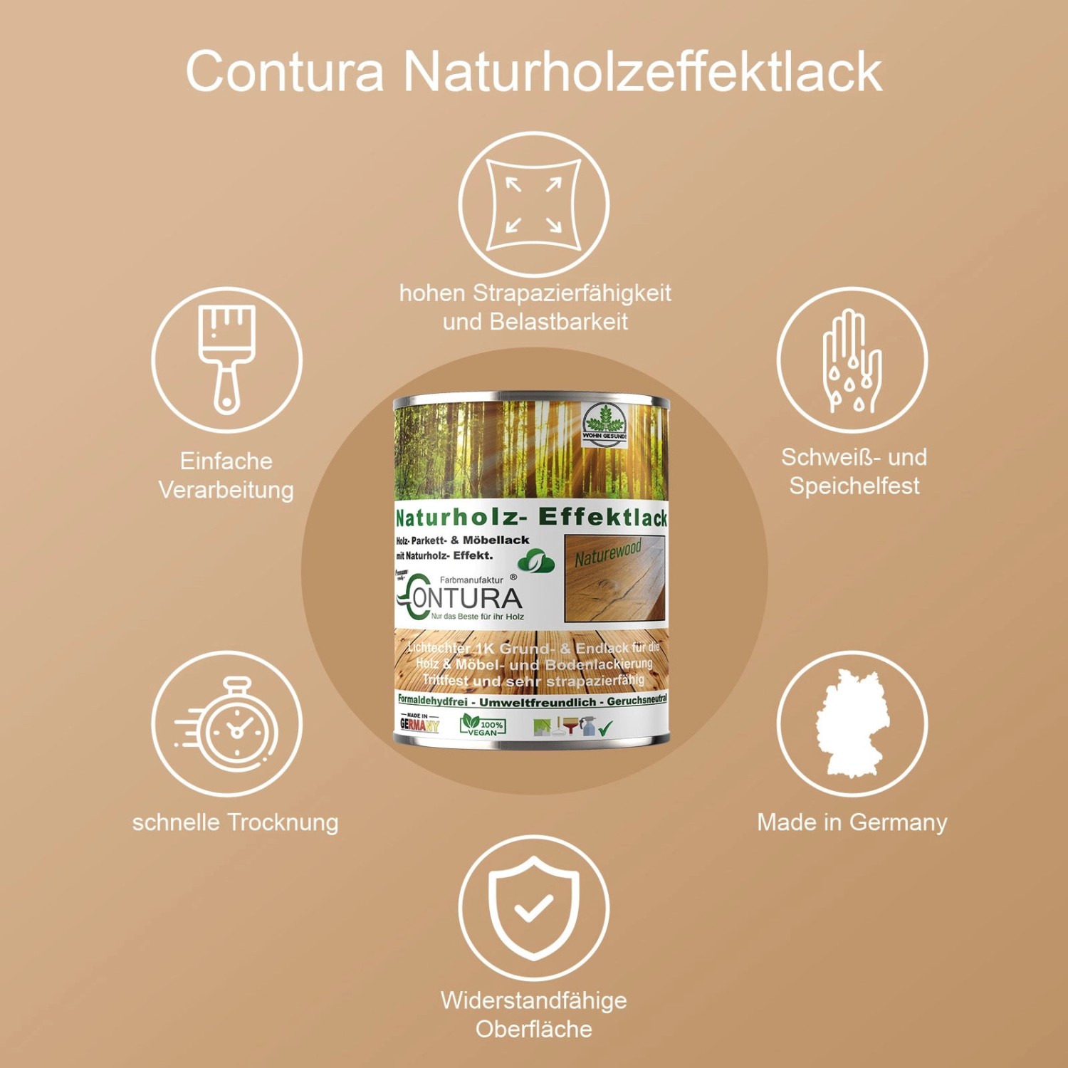 Contura Parkettlack Möbellack Holzlack Naturholzeffekt Lack Matt Naturholz Effektlack 750ml_3