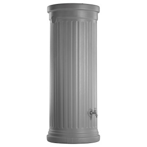 Garantia Regenwassertank 500 l, steingrau, mit Säulendesign und Wasserhahn.