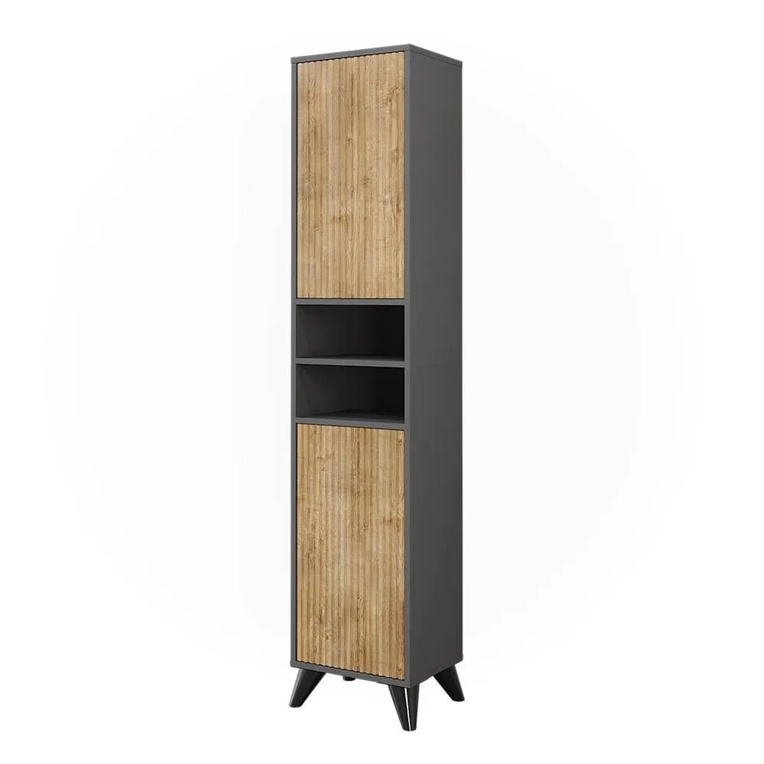 Vicco Badschrank Leano Anthrazit Bergeiche 38 x 180 mit 2 Türen