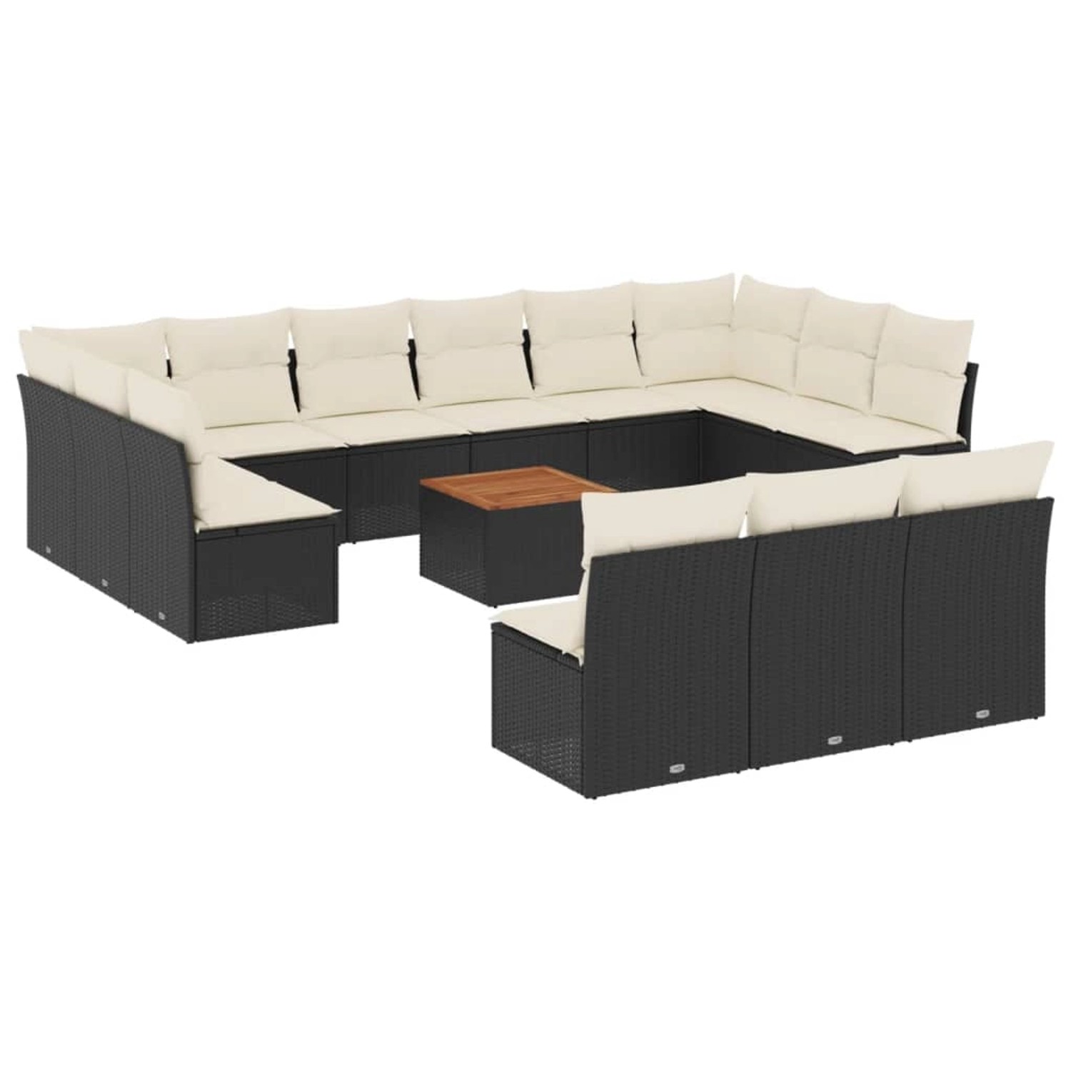 vidaXL 14-tlg Garten-Sofagarnitur mit Kissen Schwarz Poly Rattan Modell 24 günstig online kaufen