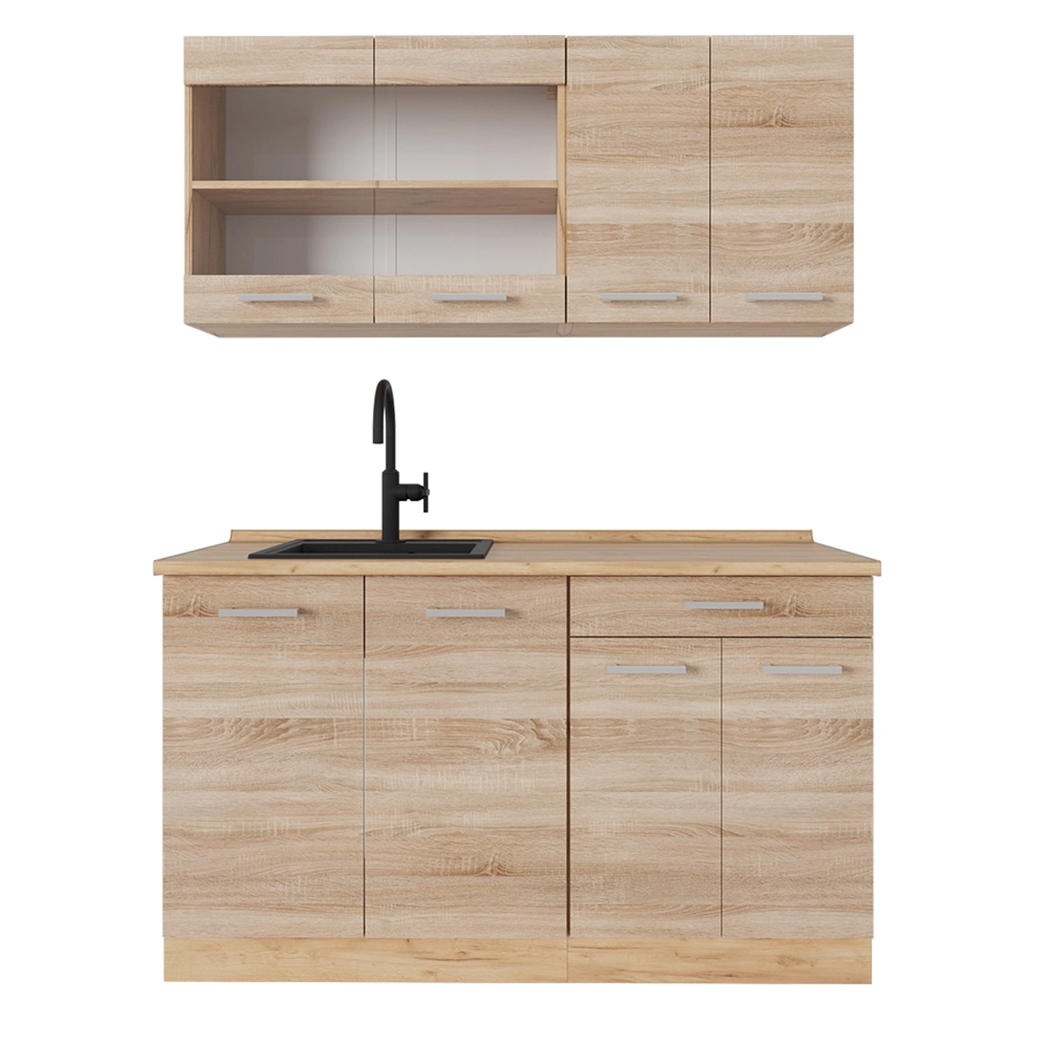 Vicco R-Line Küchenzeile Sonoma/Goldkraft Eiche 140 cm AP Eiche günstig online kaufen