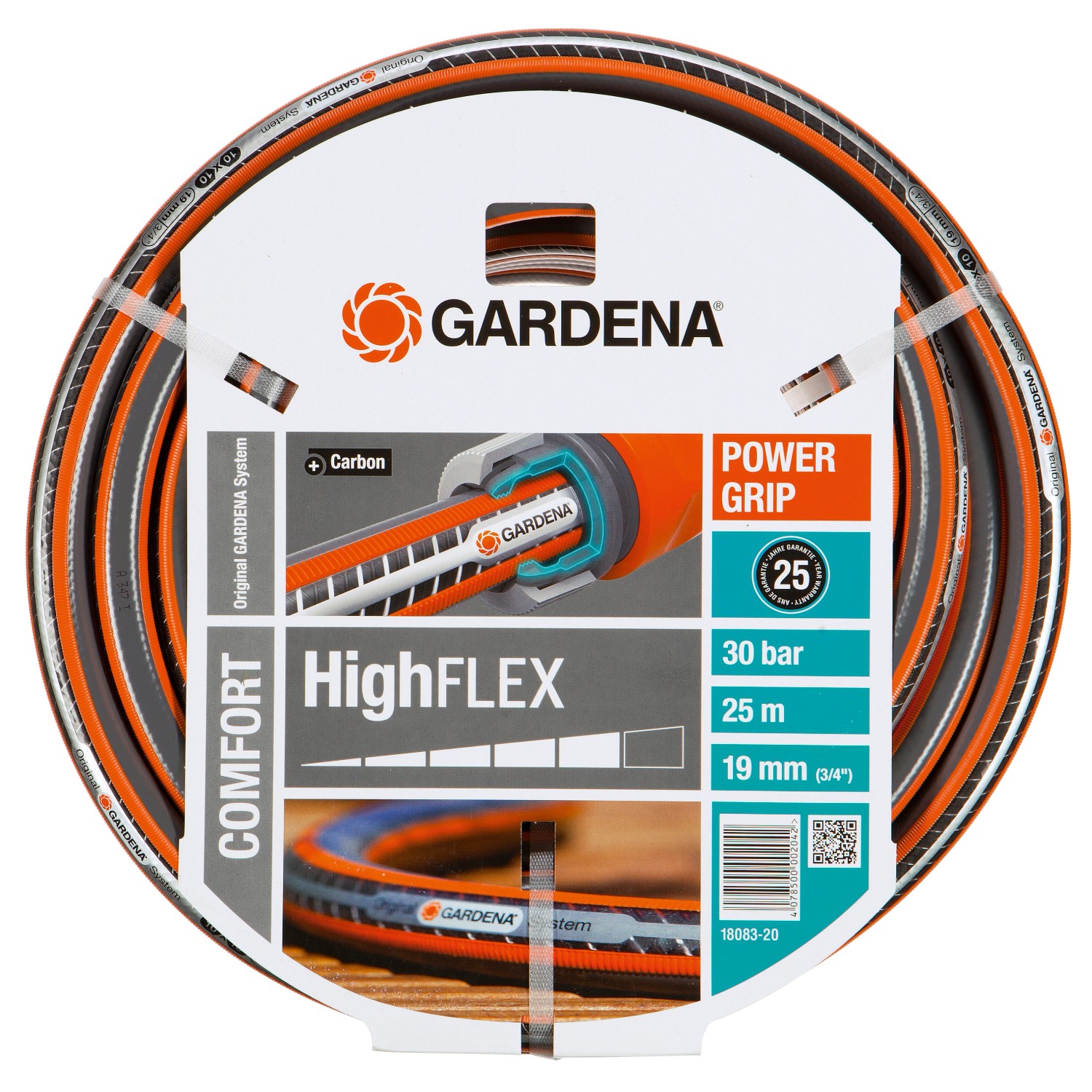 Gardena Gartenschlauch Comfort HighFlex 19 mm (3/4 Zoll) mit PowerGrip 30 bar 25 m