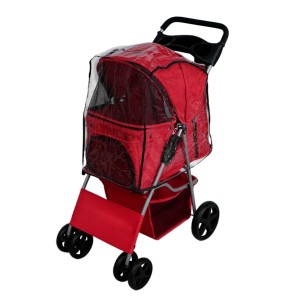 Roter Monstershop Haustierwagen mit Regenabdeckung für Hunde und Katzen.