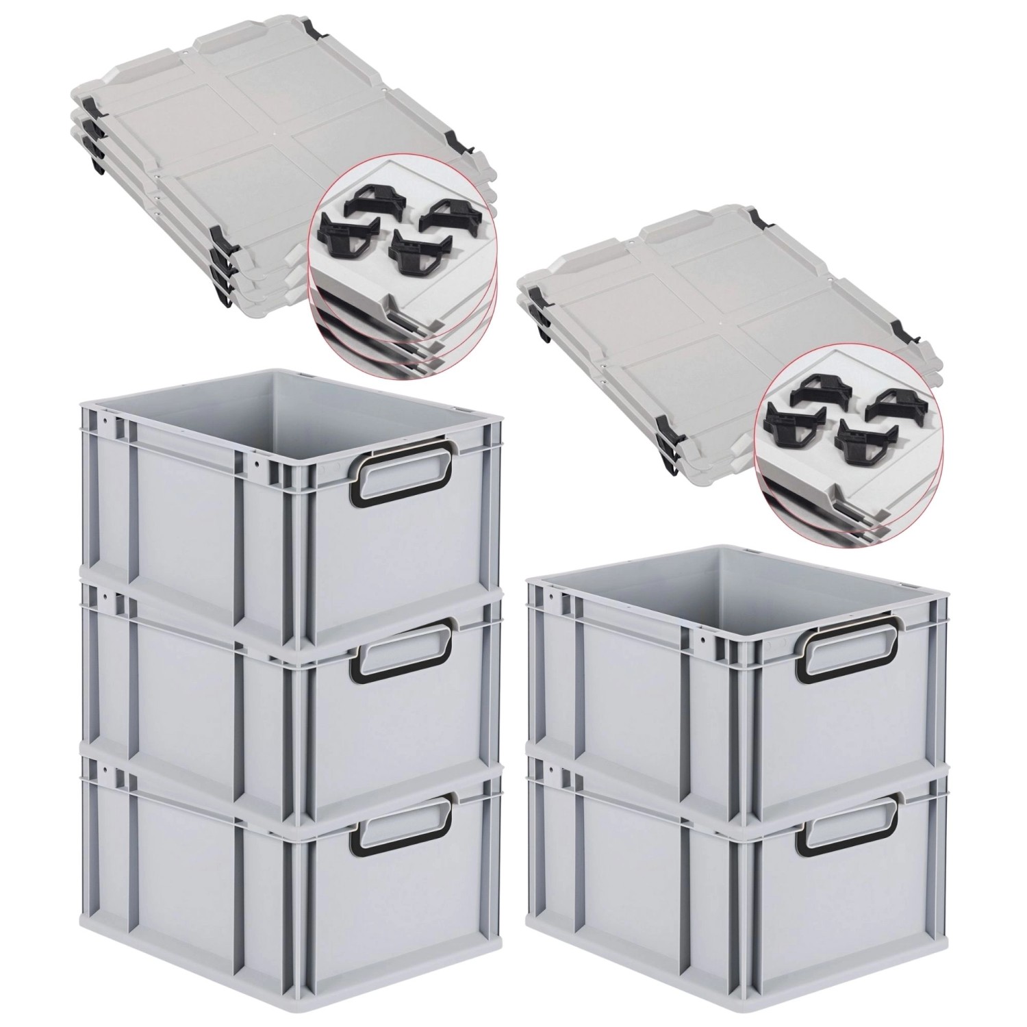 PROREGAL SparSet 5x Eurobox Nextgen Color Mit Auflagedeckel HxBxT 22x30x40c günstig online kaufen