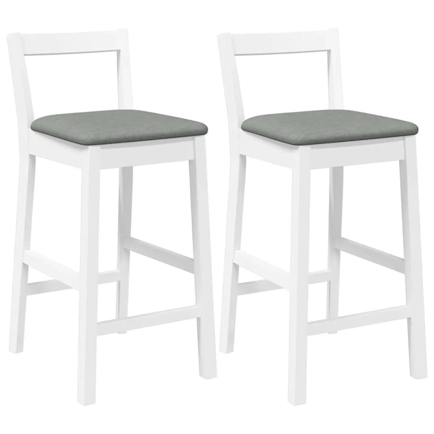 vidaXL Barhocker mit Kissen 2 Stk Weiß Massivholz Gummibaum 4102588