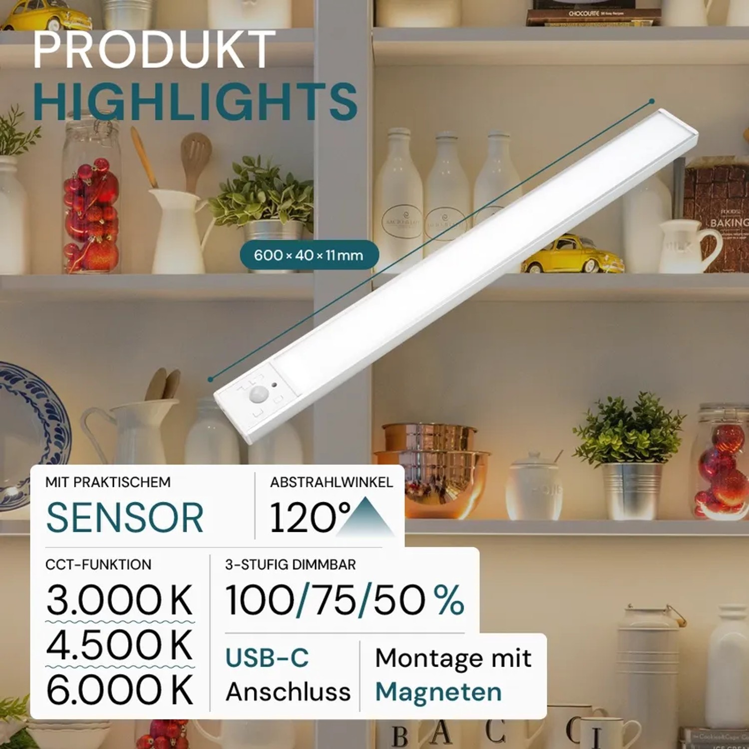LUXULA LED Unterbauleuchte Akku 60 cm CCT Dimmbar Magnetisch Bewegungsmelder kaufen bei OBI