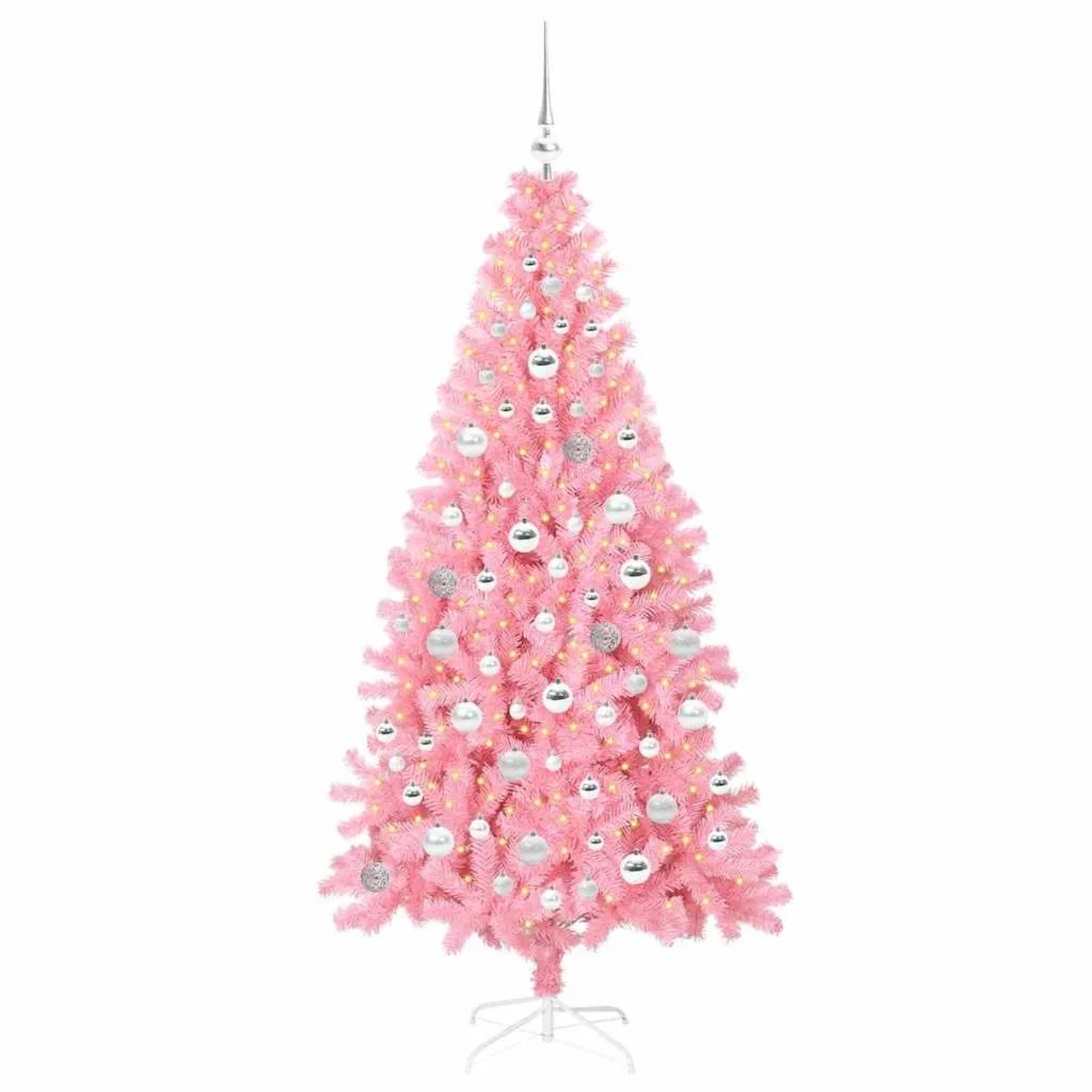 vidaXL Weihnachtsbaum mit 300 LEDs mit Ständer Rosa 180 cm PVC 3396434