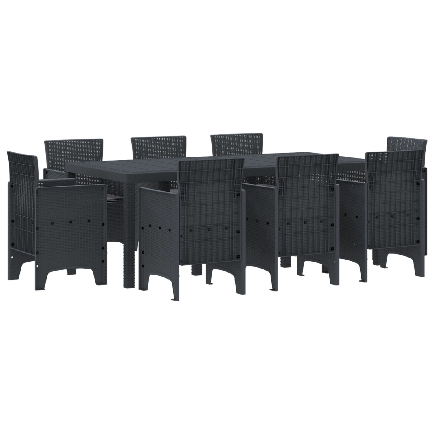 vidaXL 9-tlg Garten-Essgruppe mit Kissen Anthrazit Poly Rattan 3378575 günstig online kaufen
