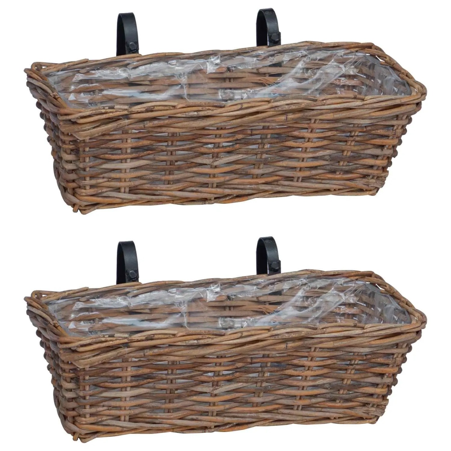 vidaXL Hängender Blumentopf Korb 2-Tlg Braun 48 x 22 x 15 cm 42020968
