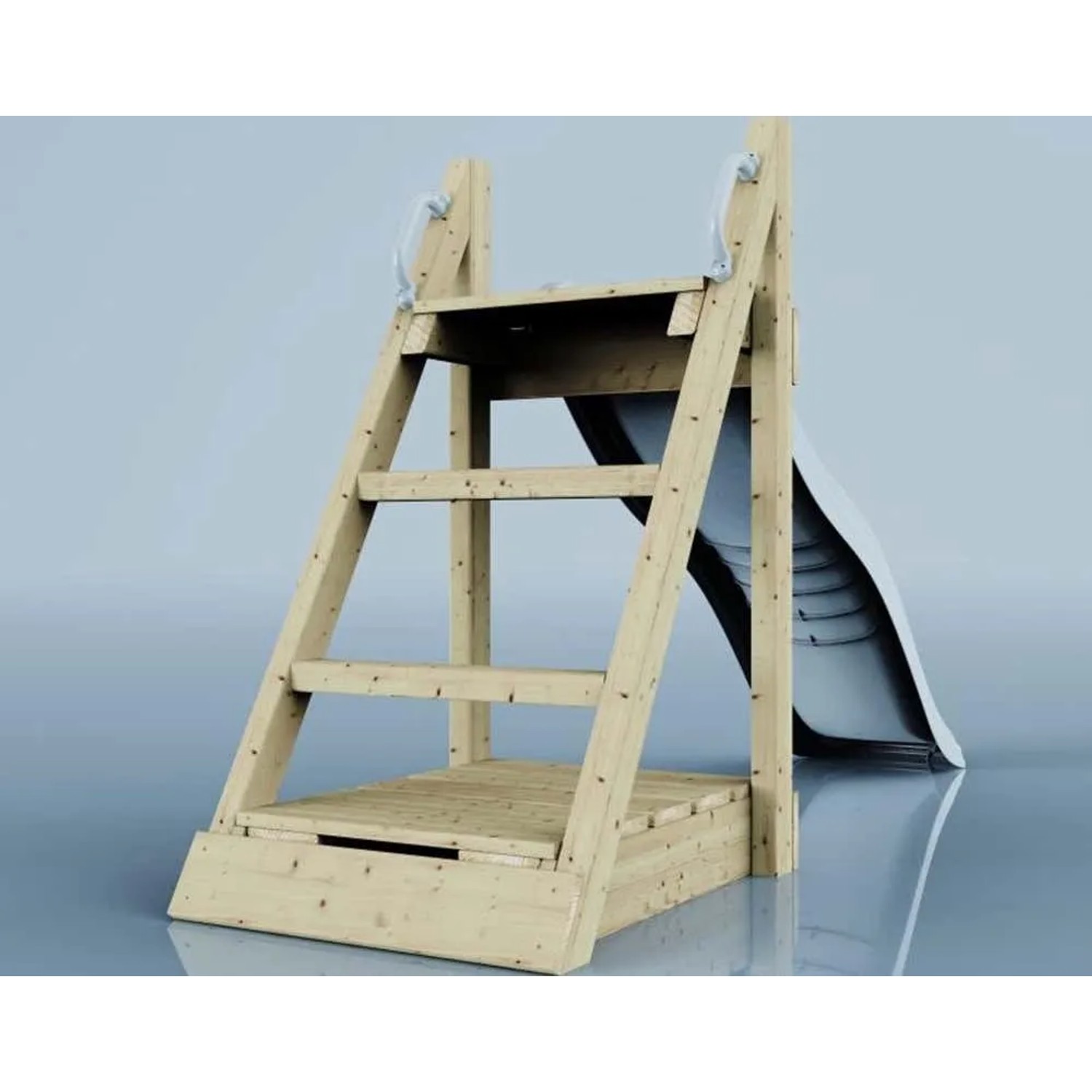 OutdoorToys Rutsche Fuchs, 175cm, eisblau. Kinderrutsche aus Holz mit Leiter für Spieltürme & Spielanlagen.