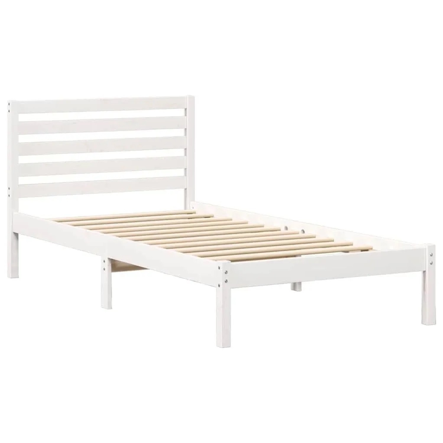 vidaXL Bettrahmen mit Kopfteil Weiß 75 x 190 cm Massives Kiefernholz 872273
