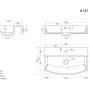Technische Zeichnung: Posseik Cubi Slimline Waschtisch für Gäste-WC, Maße und Details.