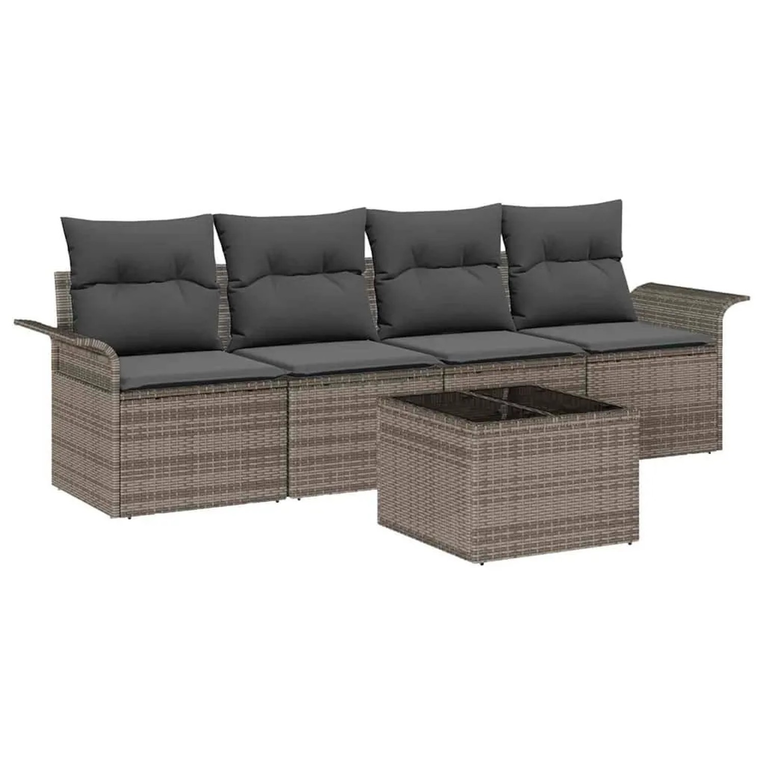 vidaXL Gartensofa-set mit Kissen mit Speicher 5-Tlg Grau Poly-Rattan 335389 günstig online kaufen