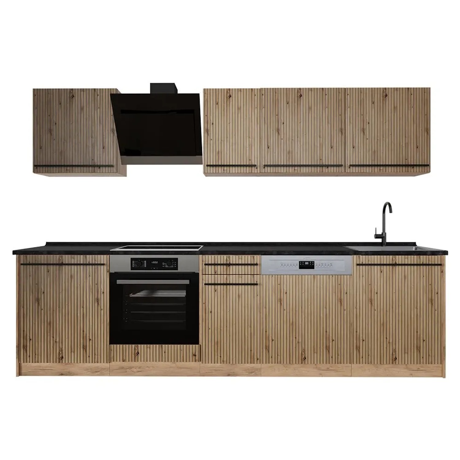Vicco Küchenzeile R-Line Artisan-Eiche/Goldkraft Eiche 280 x 207 Arbeitsplatte Anthrazit Art Nr 67161