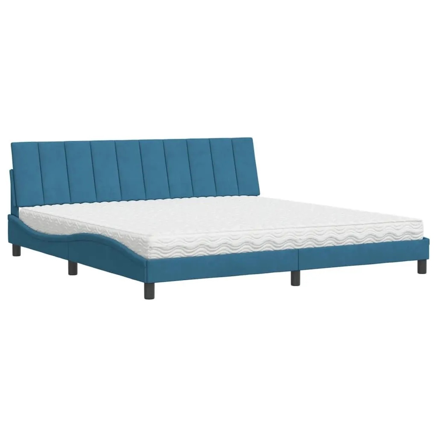 vidaXL Bett mit Matratze Blau 200x200 cm Samt 3208620
