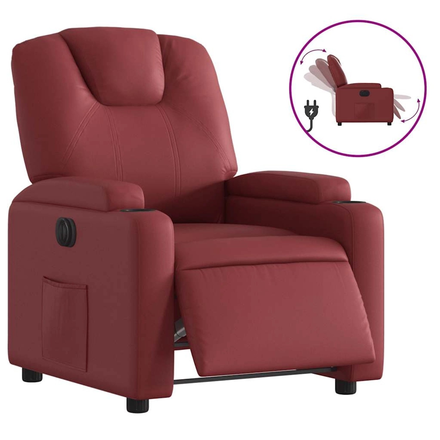 vidaXL Relaxsessel Elektrisch Weinrot Kunstleder 3204420 günstig online kaufen