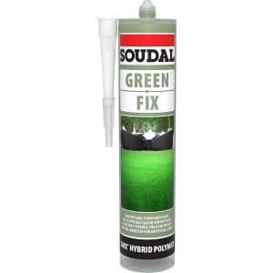 Soudal Green Fix, grüner Klebstoff für Kunstrasen, 290ml Kartusche.