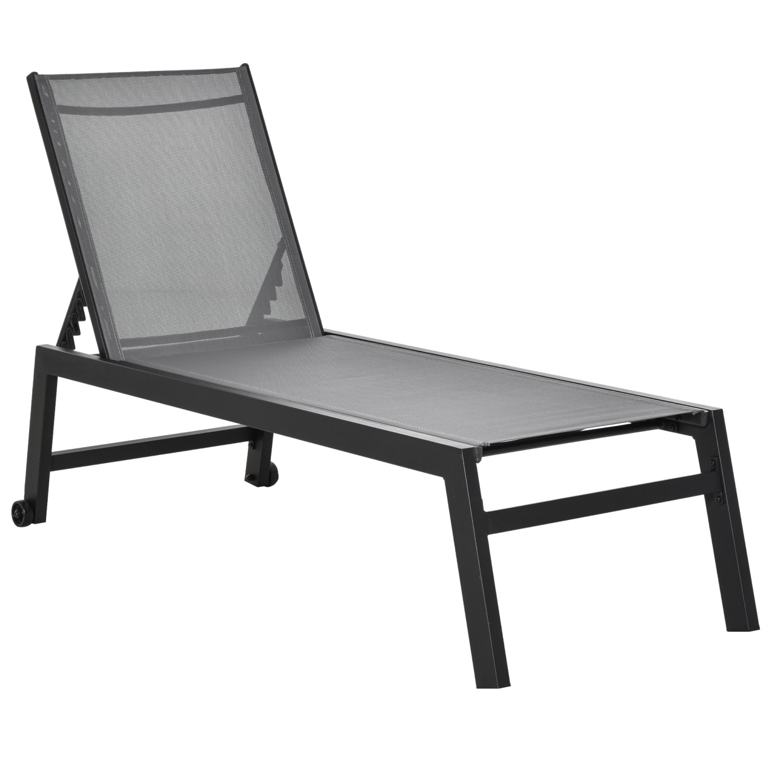 Outsunny Sonnenliege Gartenliege 5-Stufig Verstellbare Rückenlehne Grau günstig online kaufen